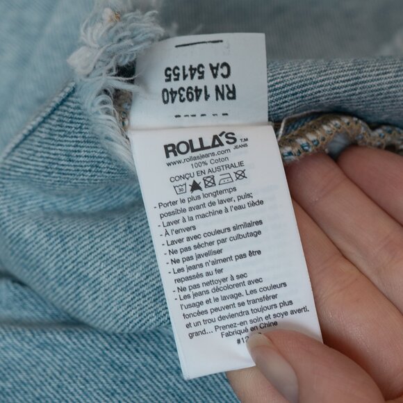 Rollas Denim Jacket Cropped Distressed Fray Hem Boxy Fit Destroyed Jean Coat - Picture 6 of 10